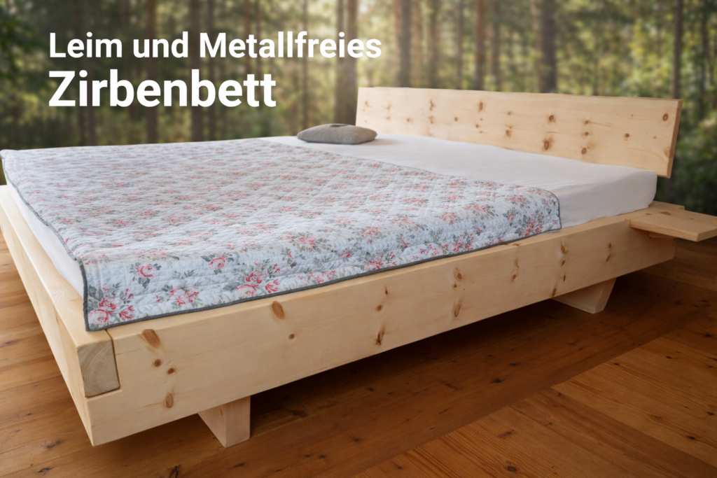 Leim- und metallfreies Zirbenbett aus Massivholz vom Schreiner